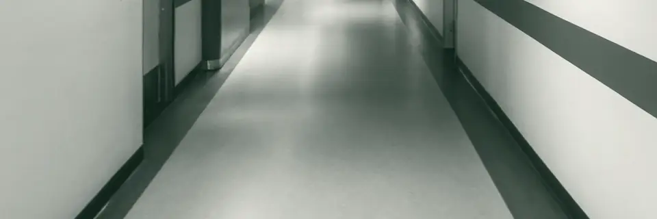 An empty hospital corridor